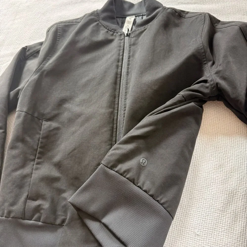 Lululemon Black Bomber Jacket 4 reversible warm fall